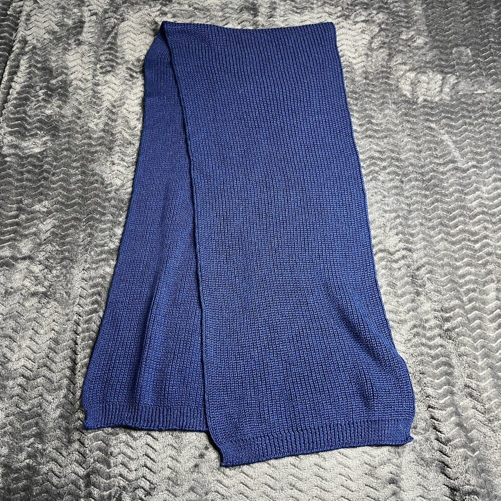 Long Knit Winter Scarf Dark Blue 64 Inch Stretch Womens